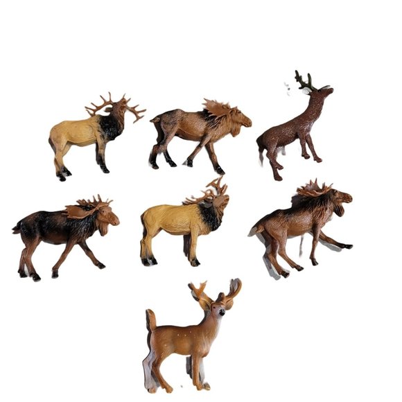 Woodland animal play figurines deer moose elk cake topper, train sets diorama - Picture 8 of 14
